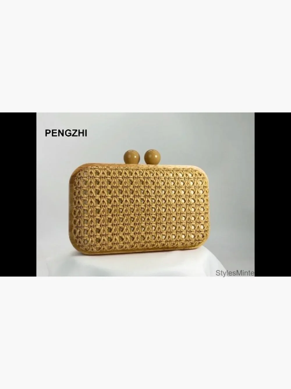 Handwoven Straw Clutch Purse with Removable Strap - Summer Beach Evening Bag - Picture 7 of 7